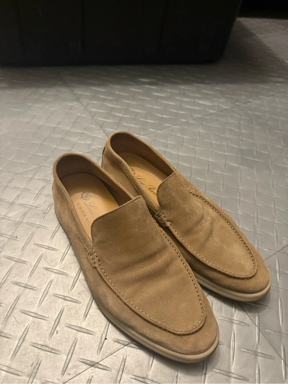 Loro Piana Tan Suede Slip-On Loafers